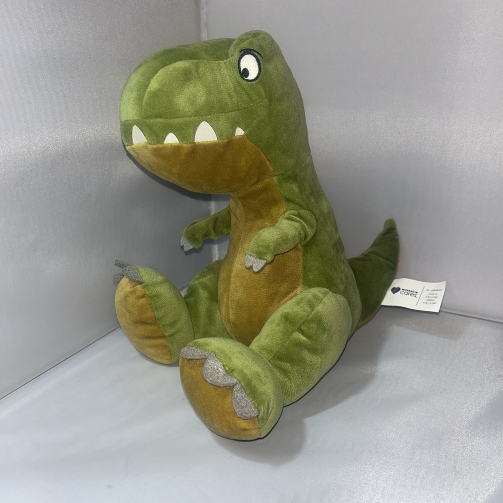Kohls Cares T-Rex Dinosaur Plush Green Tan Stuffed Animal Glitter Claws